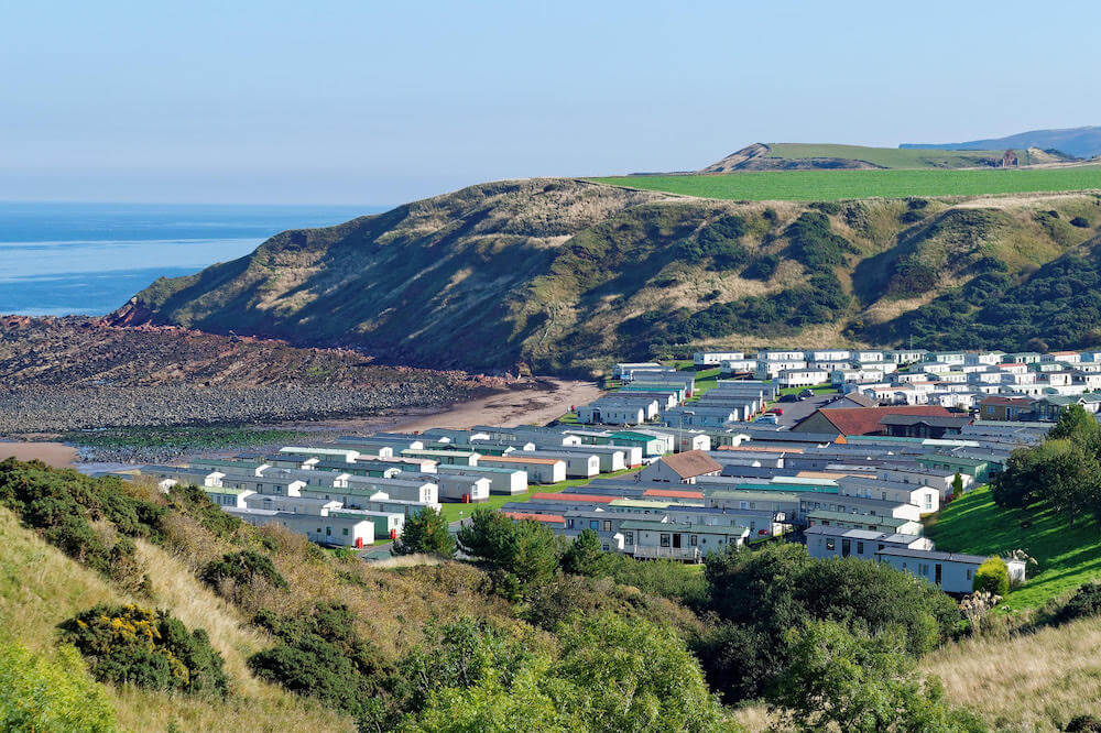 overhead view of bovisands caravan park
